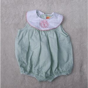 Southern Sunshine Green Seersucker RAJ Monogram Bubble